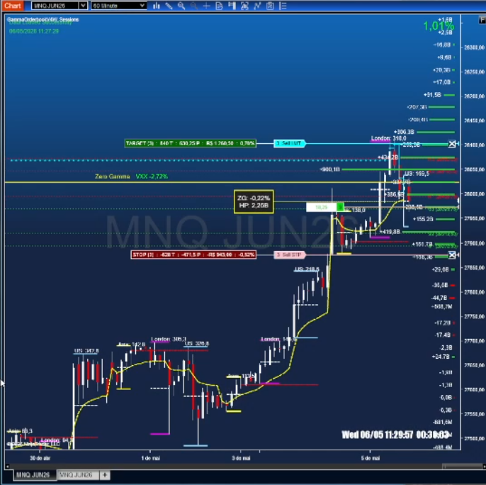 GammaOrderBook NinjaTrader – Captura dos Níveis Gamma no Gráfico de Futuros